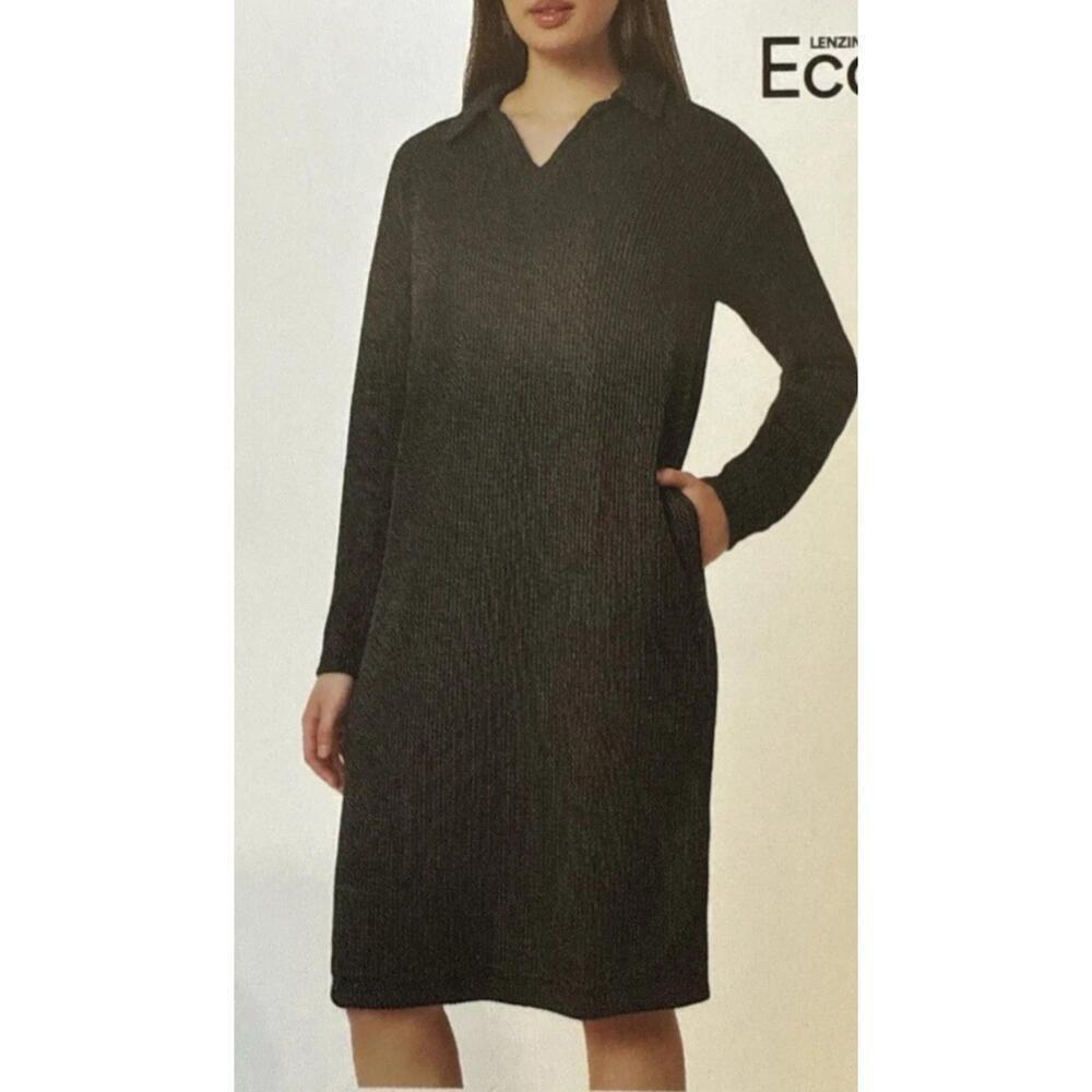 Mondetta Women's Collared Long Sleeve Dress, Black, Size L. BO